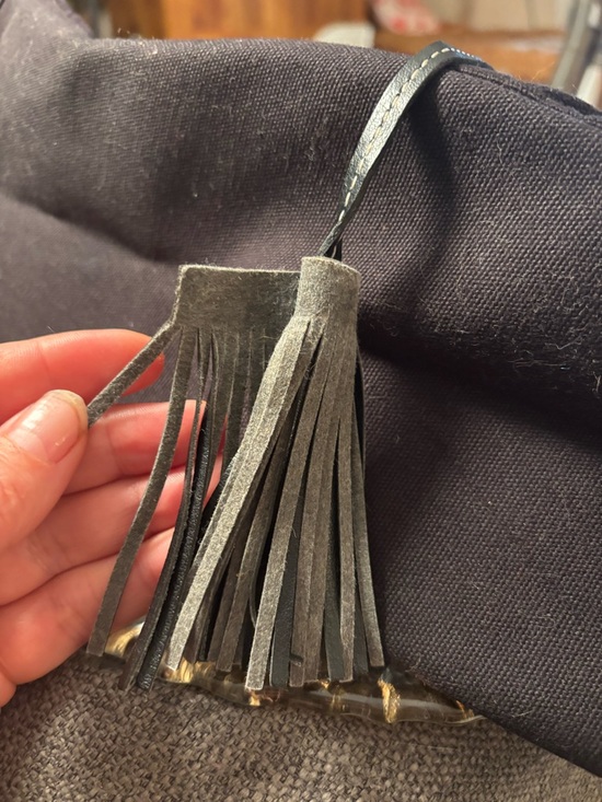 Givenchy Parfums Black Canvas & Leather Hobo Tote Bag Tassel Large Purse • Rare - Picture 16 of 16